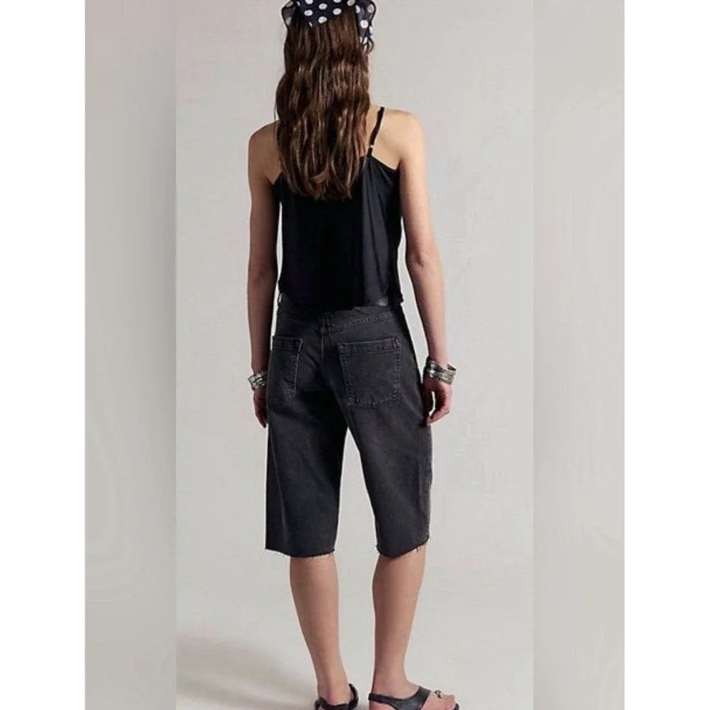 NWT Free People We The Free Jam Session Relaxed Capri Jeans Black Size 28